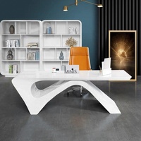 Bureau de direction moderne en noir brillant et blanc, fabriqué en Chine, avec armoire latérale et tiroir