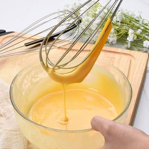 Outil de pâtisserie créatif en acier inoxydable + spatule en silicone, fouet à œufs deux-en-un, outil de mélange pour la cuisine à domicile - Product Image 4