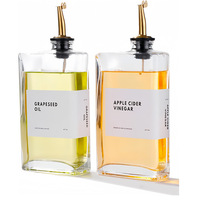 Bouteille d'huile de cuisine en verre plat avec compte-gouttes, estampée à chaud, 350 ml, 500 ml, 750 ml