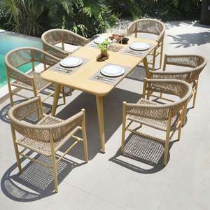 2024 nouveauté Offre Spéciale jardin hôtel Restaurant café meubles aluminium rotin chaise extérieur jardin Table à manger et chaise - Product Image 2