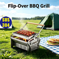 En stock, Gril à charbon de bois détachable en acier inoxydable pour la maison, gril à poisson d'extérieur, grille de barbecue