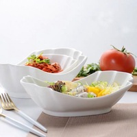 Assiette à salade en céramique Simple de couleur unie de forme irrégulière