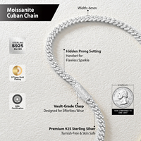 Collier chaîne cubaine Miami en argent sterling 925 plaqué or 18 carats avec diamant Moissanite 6mm VVS glacé pour hommes et femmes