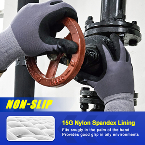 LQS Ventas al por mayor Antideslizante Flex 15G Nylon Spandex Guantes Sandy Nitrile Guantes de seguridad para el trabajo para la construcción - Product Image 3