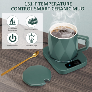 Ensemble cadeau d'affaires : Tasse à café auto-chauffante avec contrôle de température, chauffe-tasse intelligent sans fil, tasse électrique en céramique thermostatée - Product Image 5