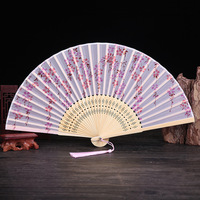 Éventail en bambou style japonais classique, motif fleur de cerisier, technique peinte, pour la danse ancienne, idéal pour cadeaux, vente en gros DIY