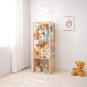 Étagère de <span class=keywords><strong>rangement</strong></span> en bois pour animaux en <span class=keywords><strong>peluche</strong></span>, en pin de Nouvelle-Zélande, avec corde élastique épaisse pour le <span class=keywords><strong>rangement</strong></span> des jouets - Product Image 1