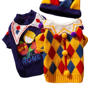 Pull chaud tricoté pour chat avec pompon-Vêtements d'hiver pour animaux de compagnie pour chats et petits chiens - Product Image 1