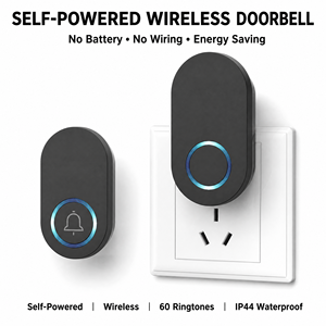 Campanello Wireless Autoalimentato Senza Batteria RF433.92MHz 60 <span class=keywords><strong>Suonerie</strong></span> Portata 150M Resistente all'Acqua IP44 OEM ODM Interruttore a Parete - Product Image 1