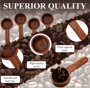<span class=keywords><strong>Lot</strong></span> de 4 cuillères doseuses en bois noir massif pour café, 15 ml (1 cuillère à soupe), accessoires de cuisine pour la maison - Product Image 3