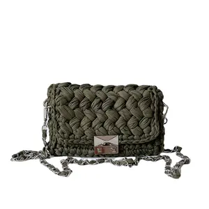Professional Supplier Handmade Bag Fashion Crochet Fabric Bag Ladies Knit Chain Bag