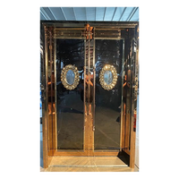 Porte d'entrée principale double en acier noir et or brillant de luxe pour boîte de nuit et bar KTV