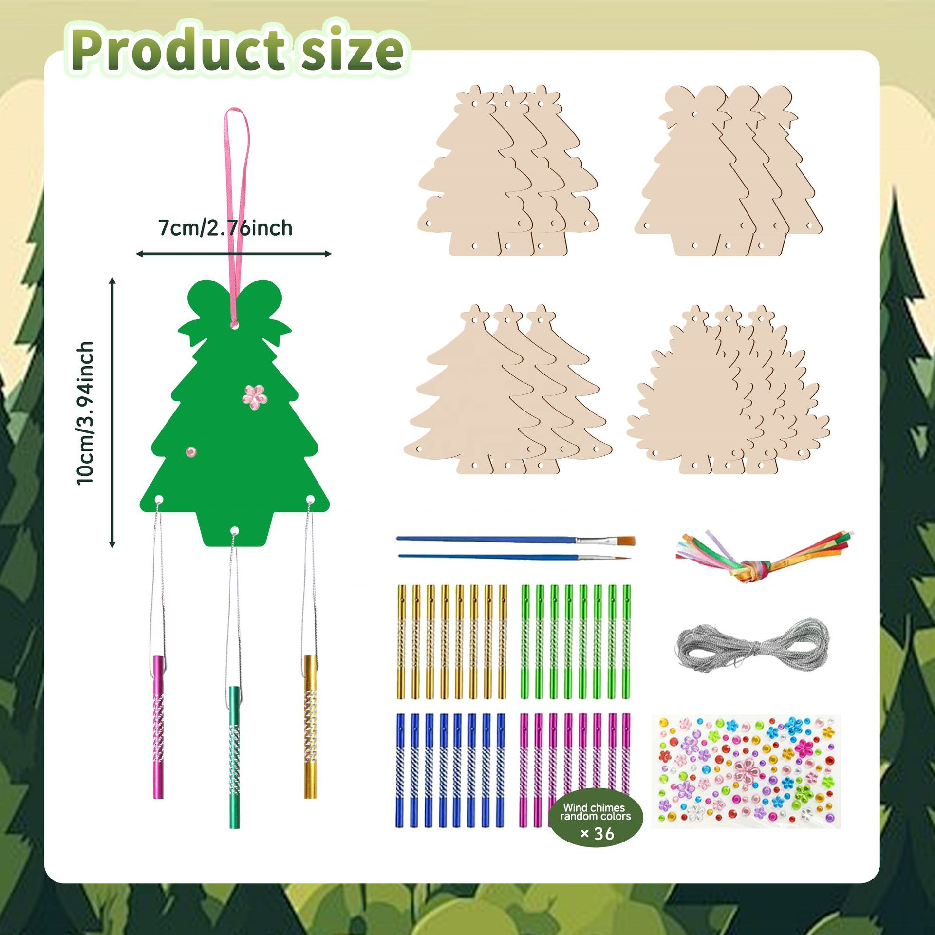 12 arbres de Noël + diamants + 36 bâtons + 2 stylos