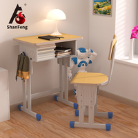 Ensemble bureau et chaise réglables en hauteur Shanfeng en métal durable pour les études quotidiennes des élèves du primaire et du secondaire