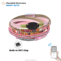 Bracelet intelligent en cuir RFID avec boucle magnétique chic en coquille de noix de coco NFC OEM – Cadeau de vacances