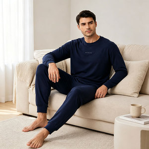 <b>Men's</b> Loungewear cotton <b>pajamas</b> <b>for</b> <b>men</b> Long Sleeve 2 Piece <b>Set</b> Athletic Sweatpants Casual Custom Loungewear Wholesale factory - Product Image 5