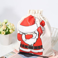 Pochette cadeau de Noël personnalisée Sublimation toile de coton Santa Sacks emballage sac à cordon
