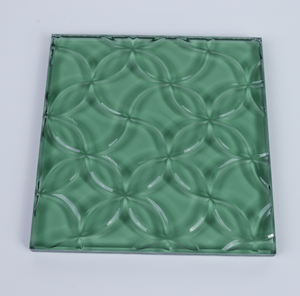 Panel de Vidrio Decorativo con Patrón de Monedas Tradicionales en Tono Verde, Vidrio Artístico en Relieve para División de Interiores y Decoración de Paredes - Product Image 5