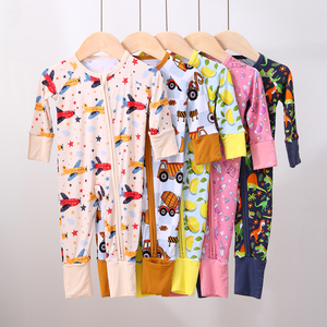 Pakaian Tidur Bayi Bambu Custom Print, Piyama Bayi Baru Lahir, Jumpsuit Bayi Viscose Bambu Lembut, Romper Bayi Berkancing Depan - Product Image 5