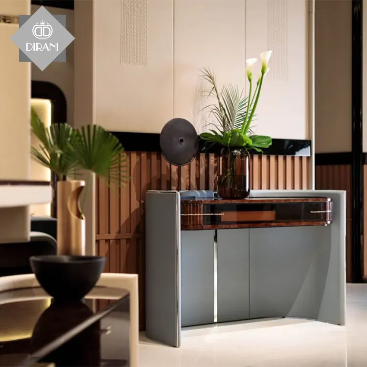 Meja Konsol Melengkung Kayu Solid Ruang Tamu Mewah Meja Konsol Furnitur Modern Sempurna dengan Laci