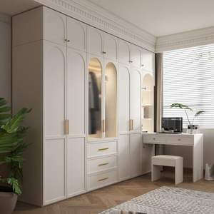 Modern Residential Dressing Closet Light Luxury Pure Color Custom Closet Three-dimensional Carving Large Capacity Wardrobe Set - Product Image 2