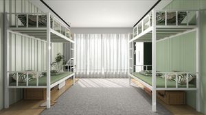 Personnalisé <span class=keywords><strong>Funky</strong></span> Dortoir Hôtel Maison Enfants Double Simple École Lit Superposé En Métal Avec Casier Bureau - Product Image 2