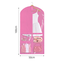 Tas Kostum Tari Anak Lipat Berkualitas Tinggi 4 Warna 100x50cm Penutup Gantung Non Woven 3 Kantong Transparan Lubang Logam