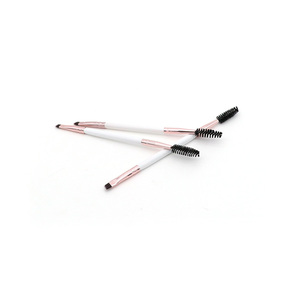 Pinceau de maquillage pour cils à <span class=keywords><strong>angle</strong></span> jetable, baguettes de mascara rose blanc et argent, double brosse - Product Image 4