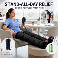 Masseur de jambes à compression séquentielle, bottes de compression à air à 5 chambres, écran LCD sans fil, 6 modes, 8 niveaux