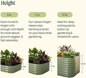 Factory Price 17" High 4N1 Raised Garden Bed Galvanized Beds Outdoor <b>for</b> Vegetables Flowers <b>Herbs</b> - Product Image 5