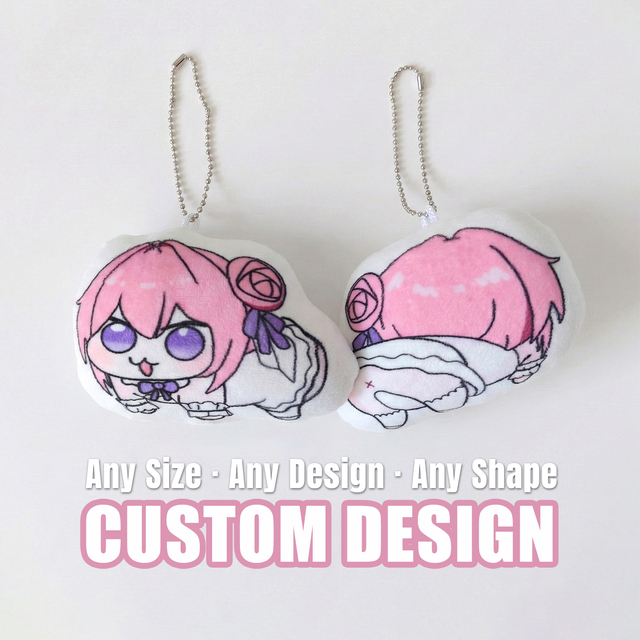 Small MOQ Custom Plush Phone Charm   Personalized Shape Plush Phone Strap From Your Artwork Anime Key Chain