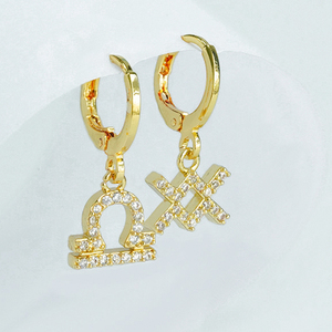 Zodiaco constelación pendientes zirconia cúbica al por mayor <span class=keywords><strong>2023</strong></span> recién llegados zirconia pendientes diamante aro pendientes moda CZ joyas - Product Image 3