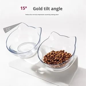 Ciotola Doppia Rialzata per Cani con Inclinazione di 15 Gradi, Personalizzabile per Commercio Transfrontaliero, in Plastica Ecologica Impermeabile IPX5, Protezione Cervicale per Animali Domestici - Product Image 2