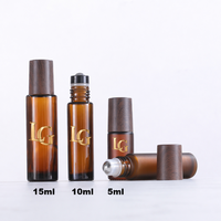 Flacon à bille rond en verre givré ambré vide 5ml 10ml 15ml pour parfum, gloss à lèvres, déodorant