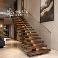 Escalier mono-poutre contemporain pour villas, qualité premium, vente en gros directe usine, pour projets d'aménagement