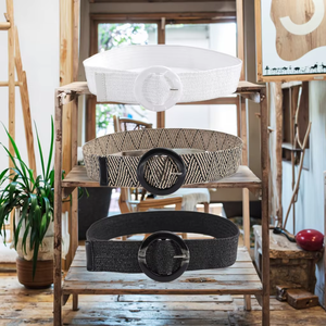 Cinturón trenzado clásico de estilo bohemio a la moda nuevo Vintage personalizado, cinturón elástico tejido de colores, cinturón de <span class=keywords><strong>rafia</strong></span> para mujer, hebilla de resina - Product Image 1