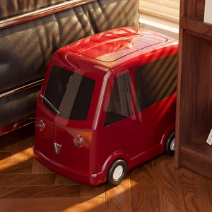 Waste <b>Bin</b> Bus Shape Indoor Home Kitchen Living Room Toilet Trash Can Red White Color 2026 New Design - Product Image 4