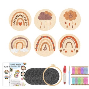 Juego de Posavasos de Algodón Bordados a Mano con Aguja Mágica, Diseño Moderno de Animales, con Base Antideslizante para el Hogar u Oficina - Product Image 5