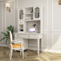 Bureau d'angle en L moderne et minimaliste avec étagère, en bois blanc, avec tiroirs de rangement, table compacte pour ordinateur portable, salon