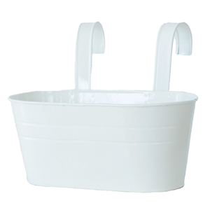 Oval Bucket Metal Tin <strong>Hanging</strong> <strong>Planter</strong> with Removable Hook for Baluster <strong>Fence</strong> Balcony Garden for Bonsai - Product Image 1