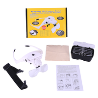 NO.9892B2C Rechargeable Headband Magnifier 2 LED 1X 1.5X 2X 2.5X 3.5X Head Mount Magnifying Glass with Replaceable Acrylic Lens