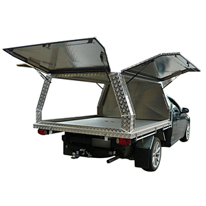 Màu đen kế<span class=keywords><strong>t</strong></span> thúc kép đơn Cab Heavy Duty <span class=keywords><strong>4</strong></span> WD nhôm UTE canopy hộp công cụ với Rack mái, phía sau gấp xuống thang - Product Image 3