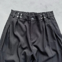 Pantalon de costume ample et plissé en coton personnalisé pour homme, style streetwear, coupe large, avec rayures et fermoir de pompier