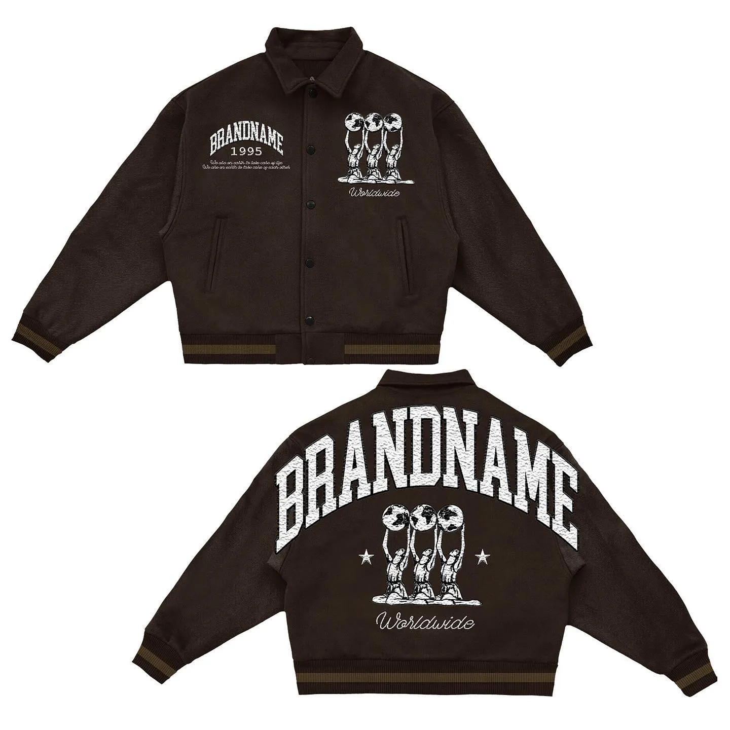 Custom Mannen Mode Sport Vintage Windjack Streetwear Suède Fleece Varisty Letterman Varsity Jack Custom