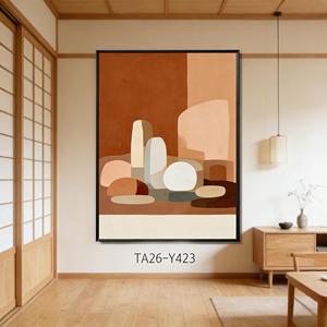 Tableau mural sur toile avec figurine minimaliste et <span class=keywords><strong>cactus</strong></span>, décoration intérieure bohème aux tons Morandi pour salon - Product Image 2
