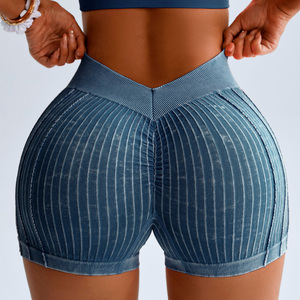 Cát rửa xương sườn của phụ nữ sexy V eo thoáng khí cao eo đào quần short tuyệt đẹp mông nâng quần Khỏa Thân Yoga tập thể dục quần short - Product Image 5