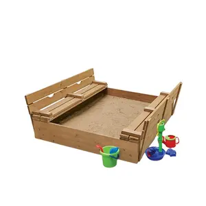 Kotak Pasir Kayu/Pasir dengan Tempat Duduk untuk Anak-anak