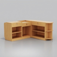 Comptoir de caisse en bois pour magasin de proximité, comptoir de réception pour commerce de détail avec étagères de rangement