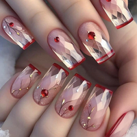 Vente en gros d'usine, boîte d'ongles artificiels à couverture complète avec logo personnalisé, design français, 500 pièces, ongles artificiels, pointes d'ongles en diamant pour les orteils