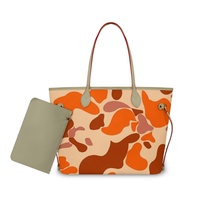 Sac à bandoulière noir personnalisé à motif floral, faible MOQ, sac à main imprimé avec logo DIY, sac fourre-tout camouflage tendance grande capacité pour femme